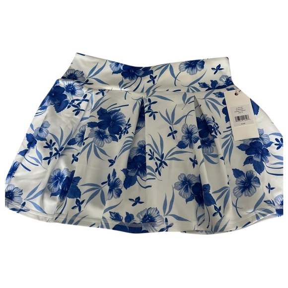 LoveShackFancy Blue and White Floral Mini Skirt